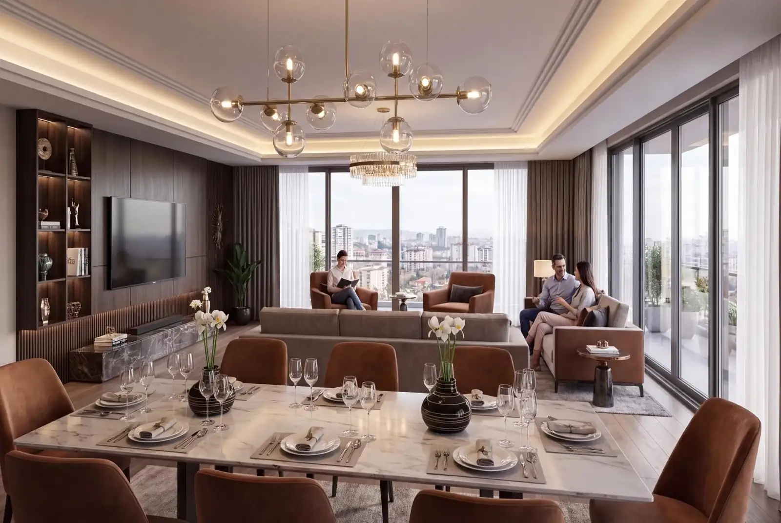 Mobilyalı salon konsepti